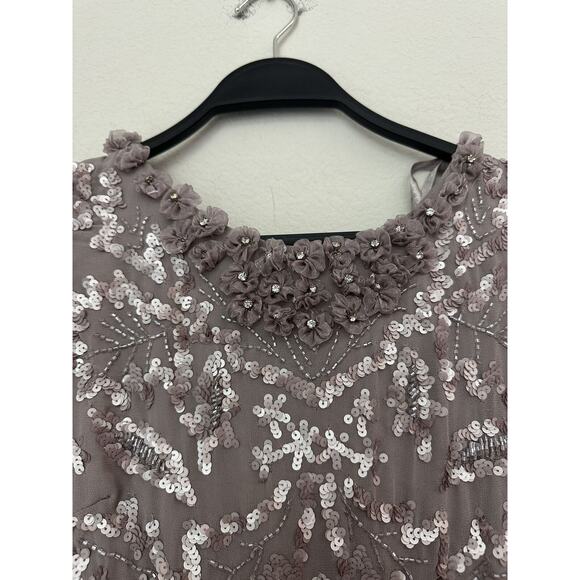 Mac Duggal Pink Long Sleeve Sequin Embellished Cocktail Dress Size 6 - Picture 3 of 12